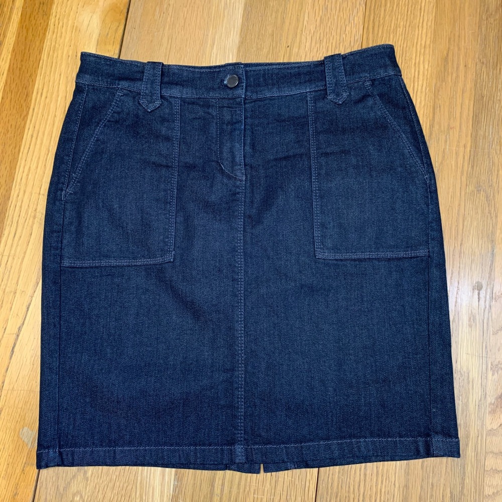 Ann Taylor Womens Dark Wash‎ Denim Pencil Skirt Size 4 Blue Cotton Blend Stretch